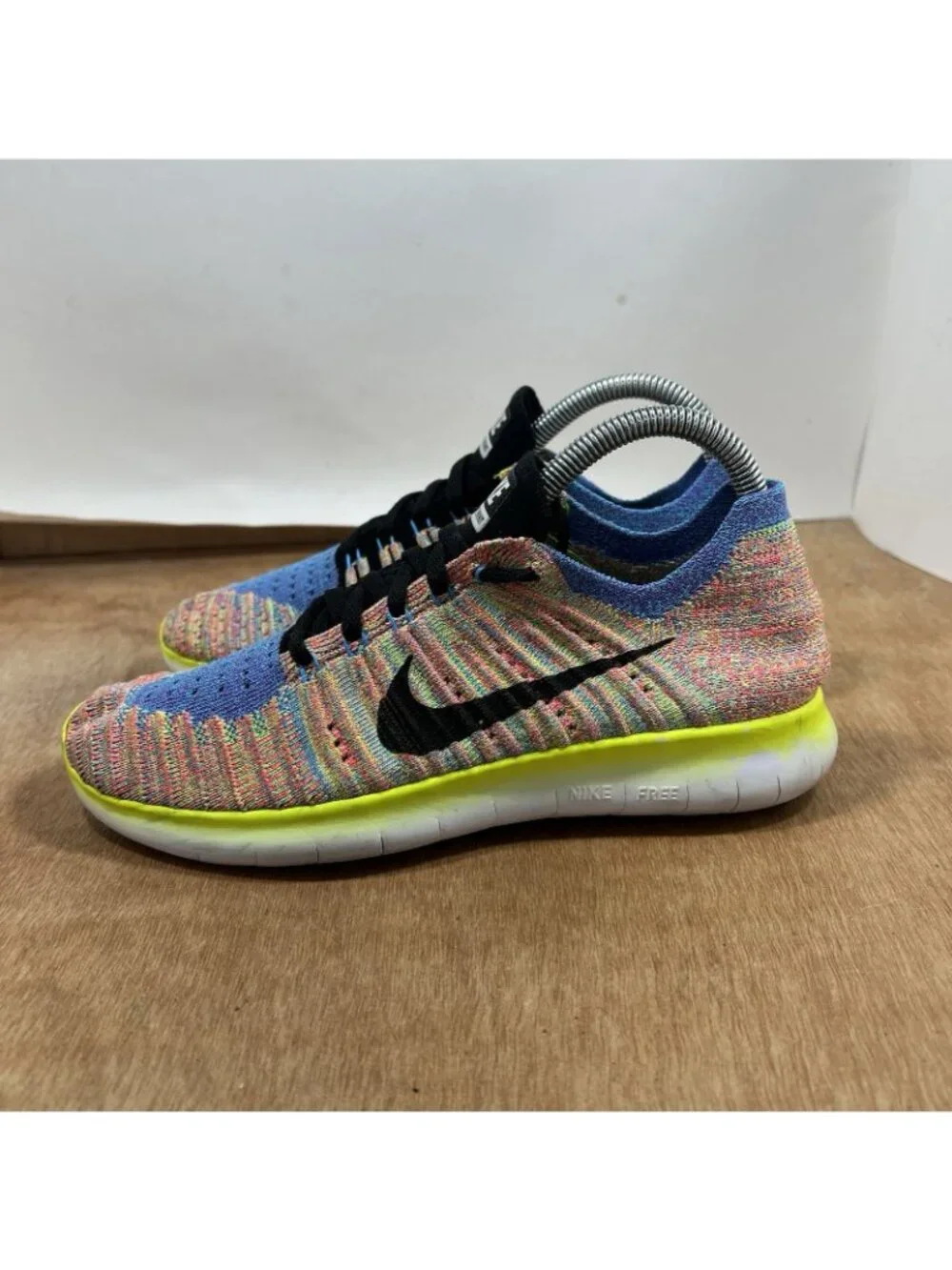 Nike Free RN Flyknit Blue Pink Womens Size 7.5 831070-102 Running Shoes